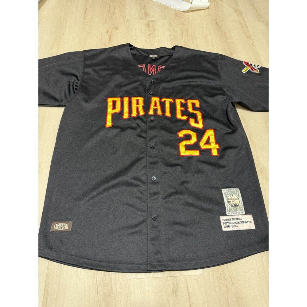 Baseball Legends Pittsburgh Pirates Barry Bonds #24 MLB Black Jersey Size 56 3XL